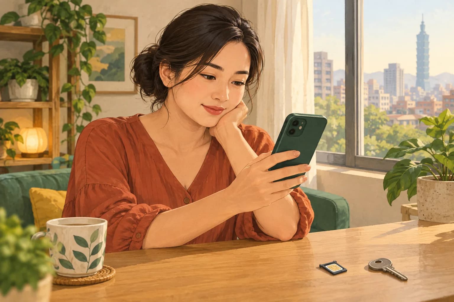A person checks two phones while managing account access.